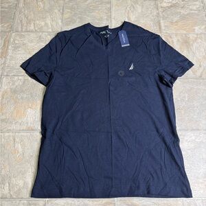 Nautica Anchor Vneck Tshirt Mens Size Large Blue VR8101 NWT